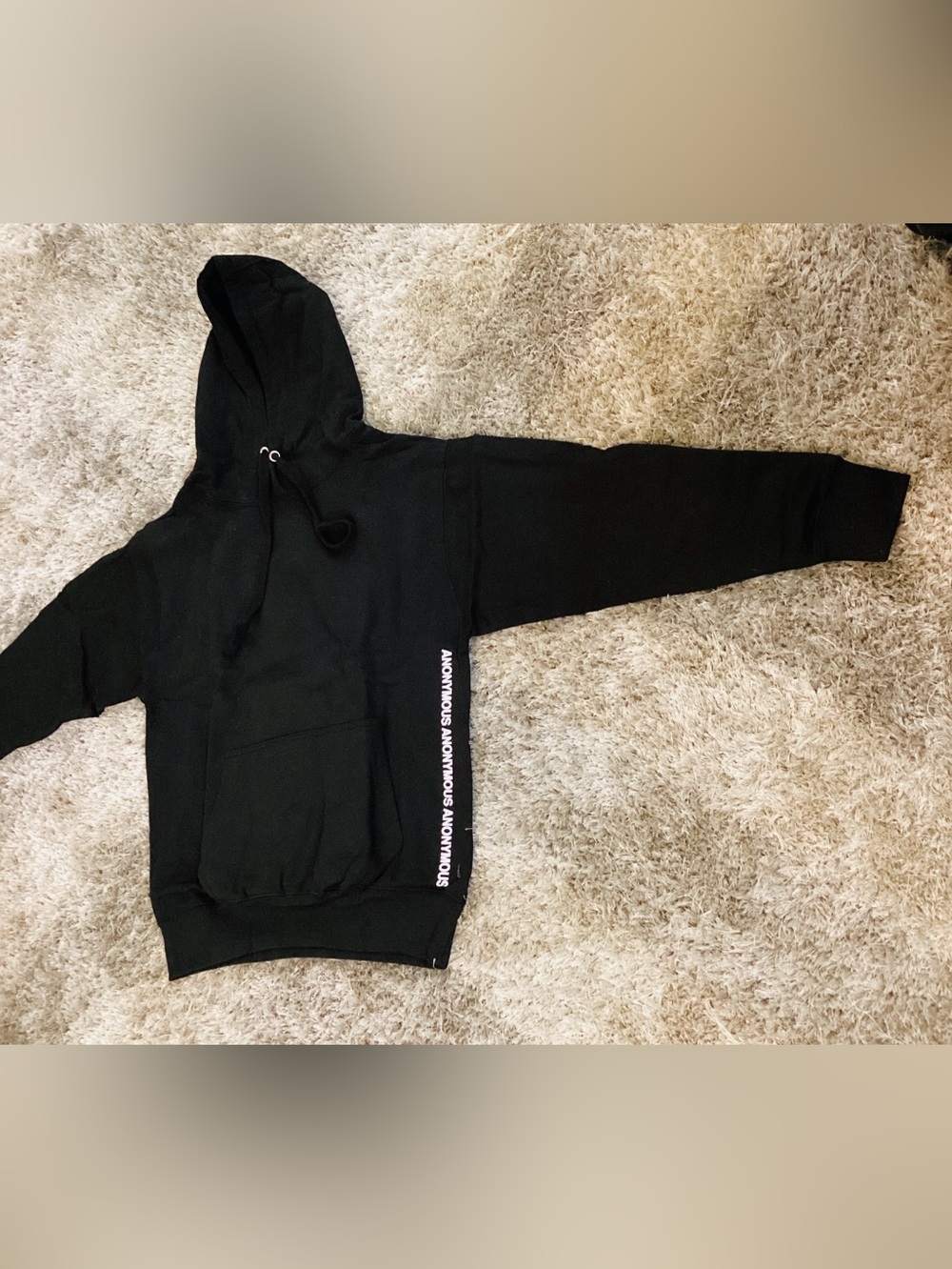 Cute Anonymous Stylish Black Hoodie with White Accents   🕶️